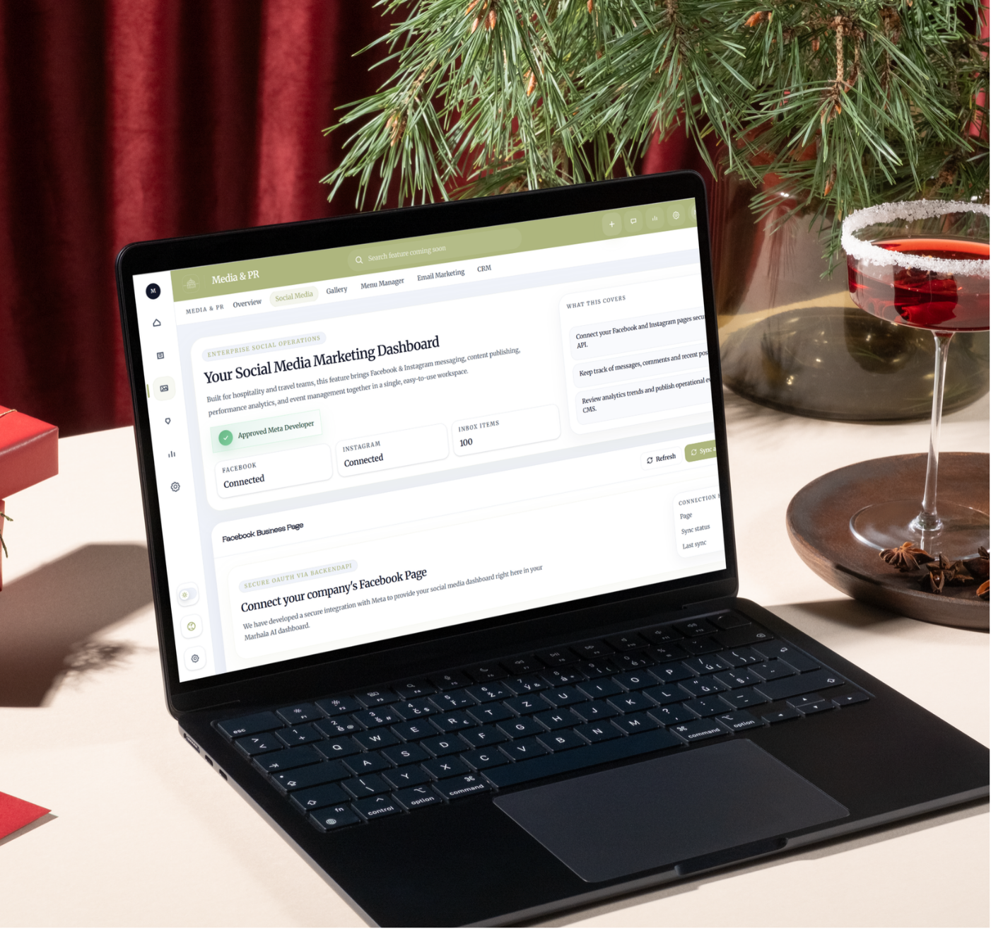 Marhala AI social media scheduling workspace for hospitality campaigns